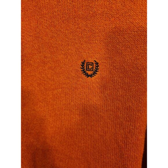 Chaps Sweater Mens 2XL Orange Elbow Pads Long Sleeve 1/4 Button Pullover Heavy - Picture 2 of 9